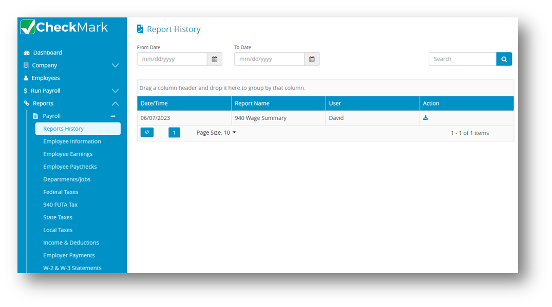 Payroll Reports History In Checkmark Online Payroll