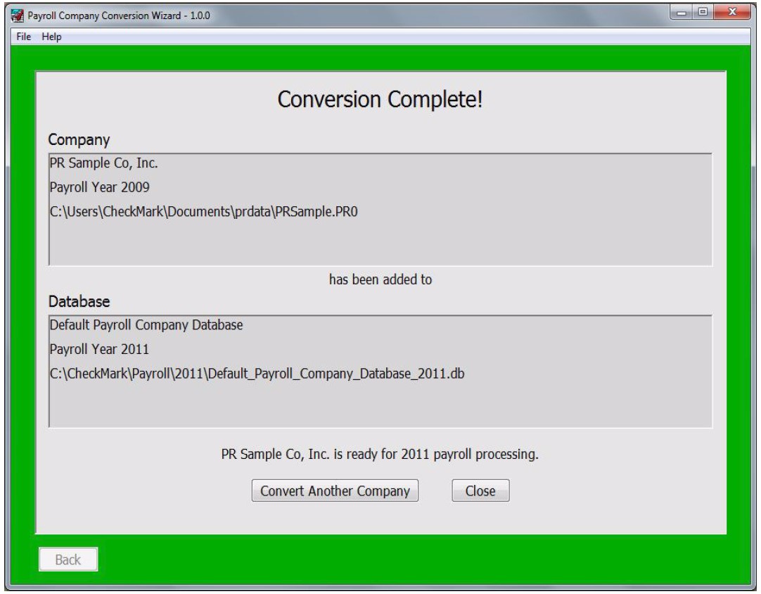 Confirm and Convert - Conversion complete