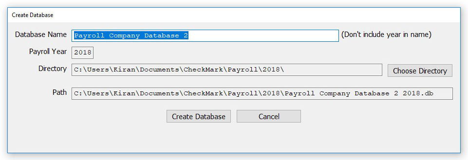 Create New Database