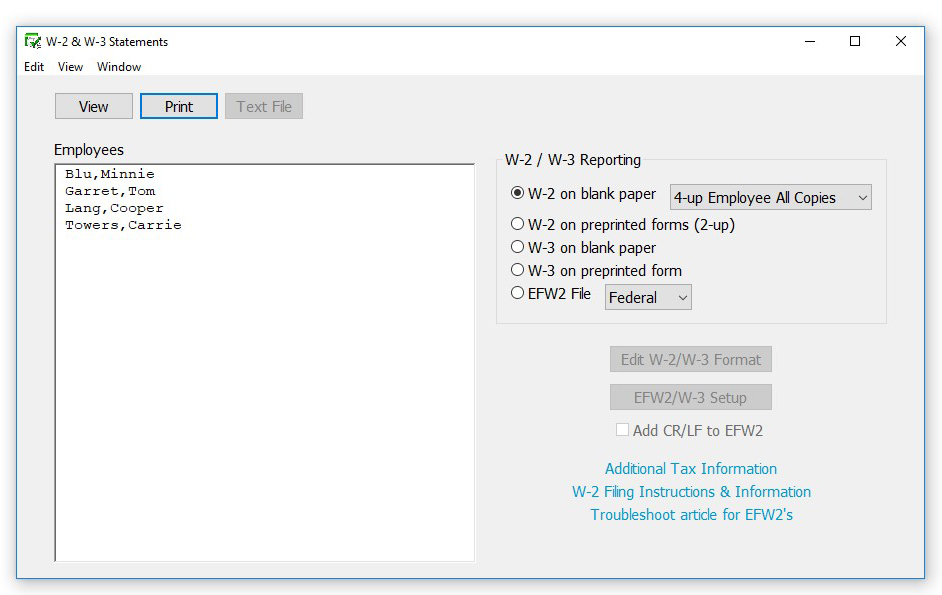 W-2 and W-3 Statement