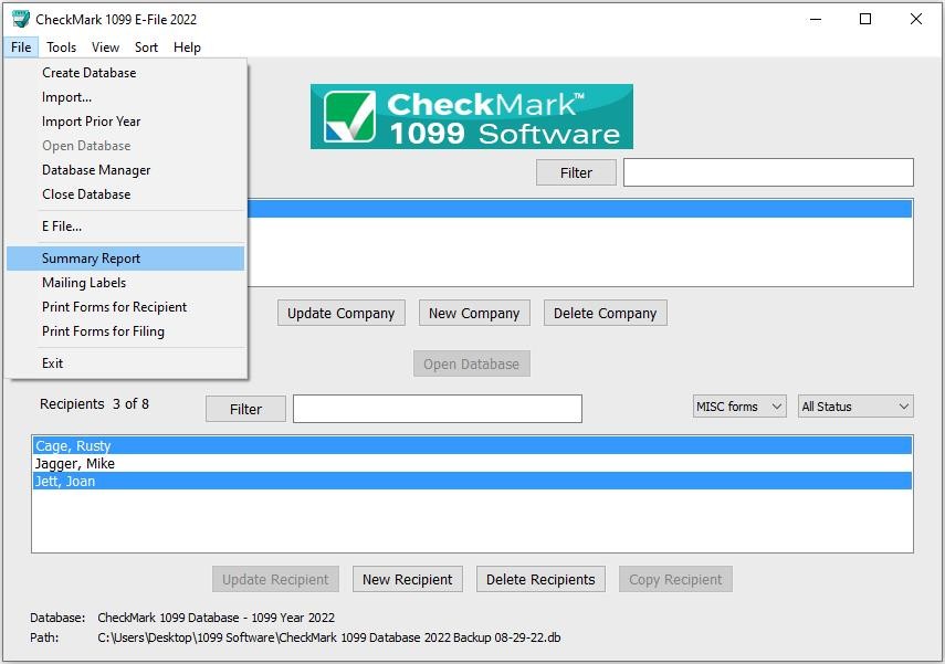 How to EFile 1099 Forms with CheckMark 1099 Software CheckMark