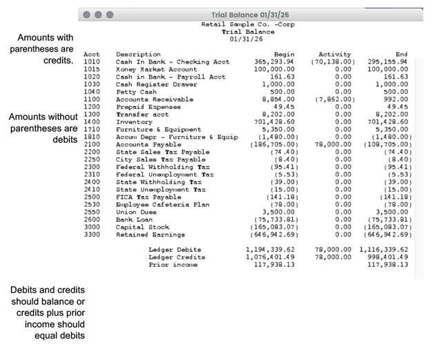 Trial Balance Report