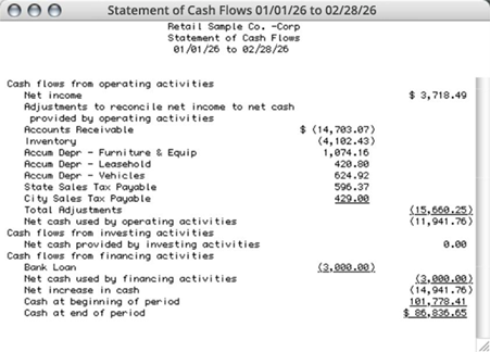 cash flow report