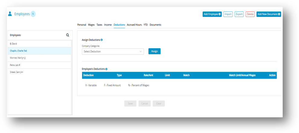 Assigning a Deduction in CheckMark Online Payroll