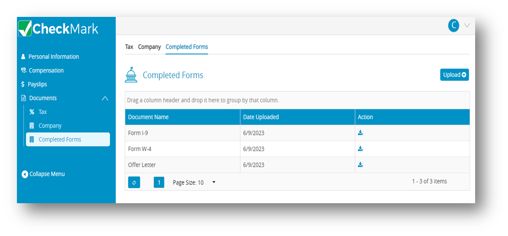 Completed forms - ESS Portal