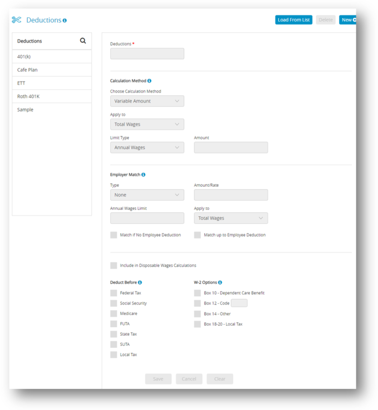 Setting up Deductions in CheckMark Online Payroll