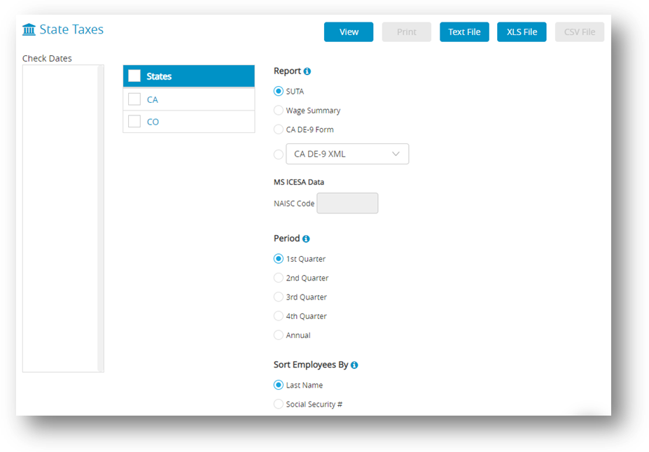 State Tax Reports in CheckMark Online Payroll