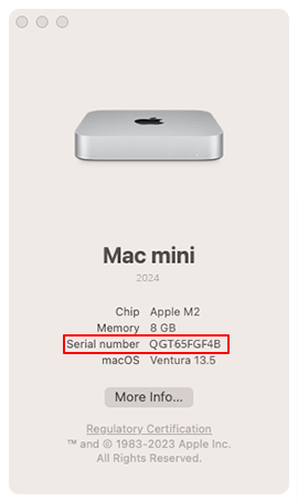 serial number - mac