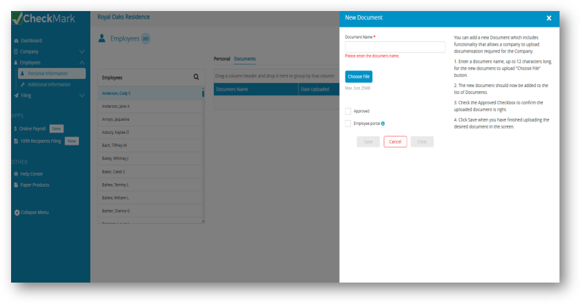 Upload Employee Document