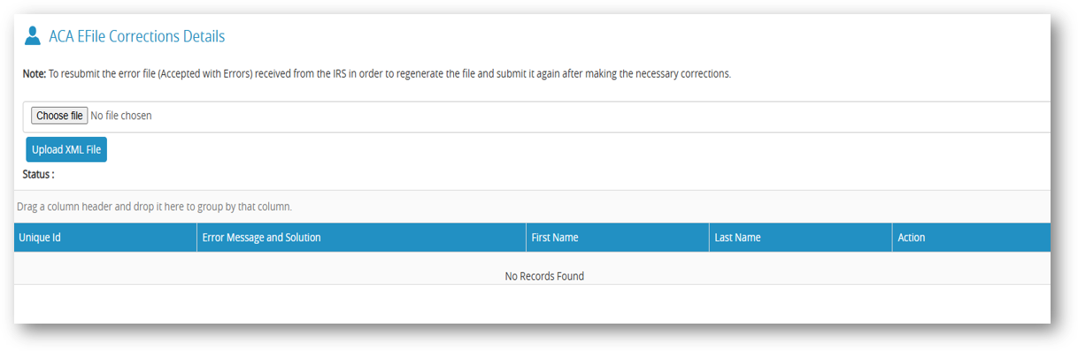ACA E-File Error Corrections