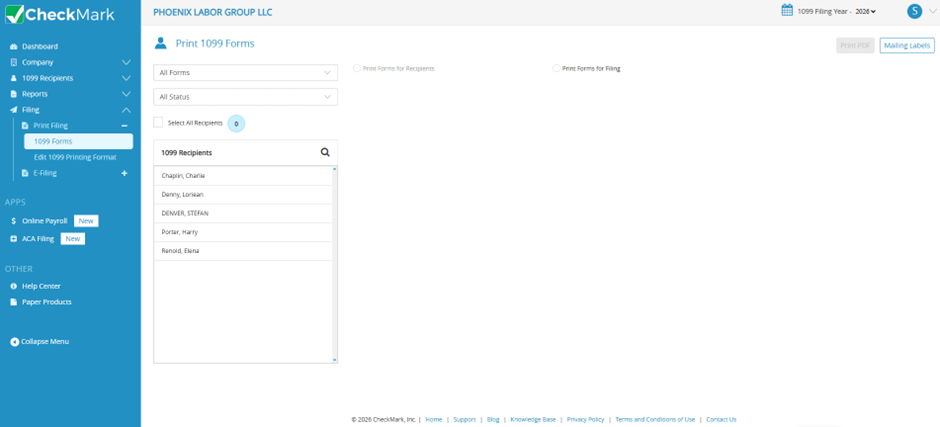 Print 1099 Forms